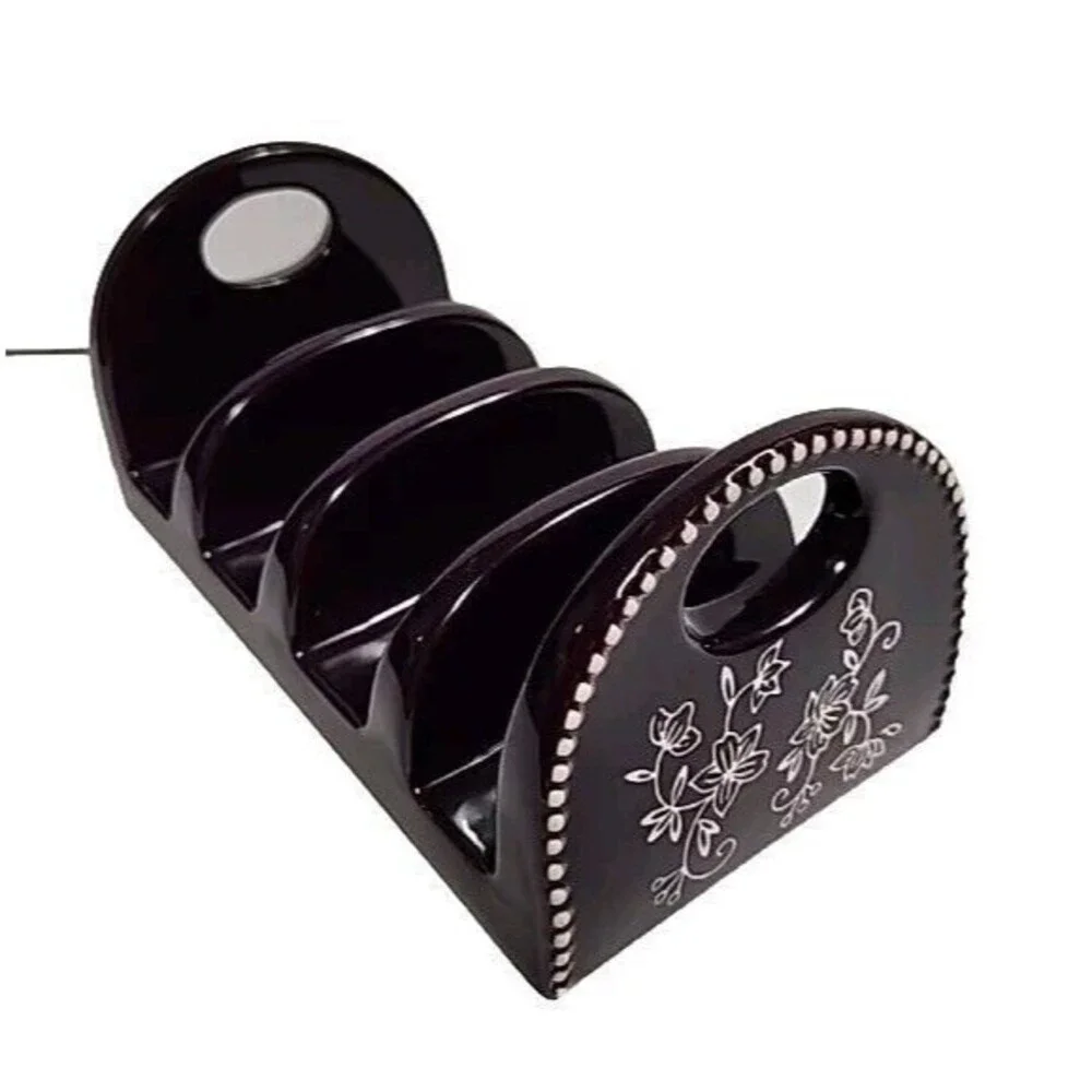 Temp-tations Taco Holder Tara Floral Lace Purple Ceramic Hand Painted & Crafted